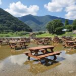 완주 운주계곡 평상 가격 및 아이들 놀기 좋은 얕은 물 위치