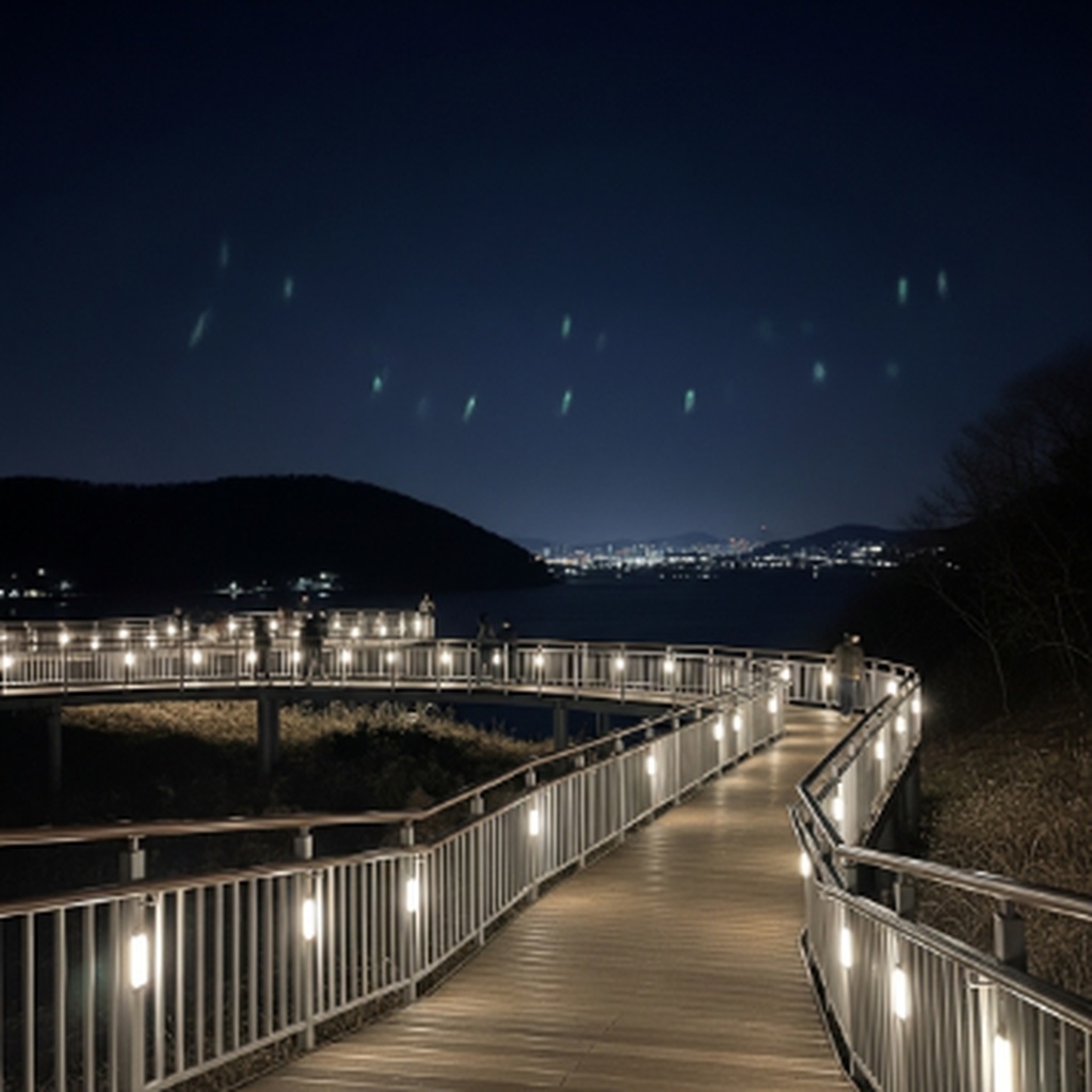 부여 궁남지 연꽃 단지 야간 조명 뷰 포인트 및 산책로