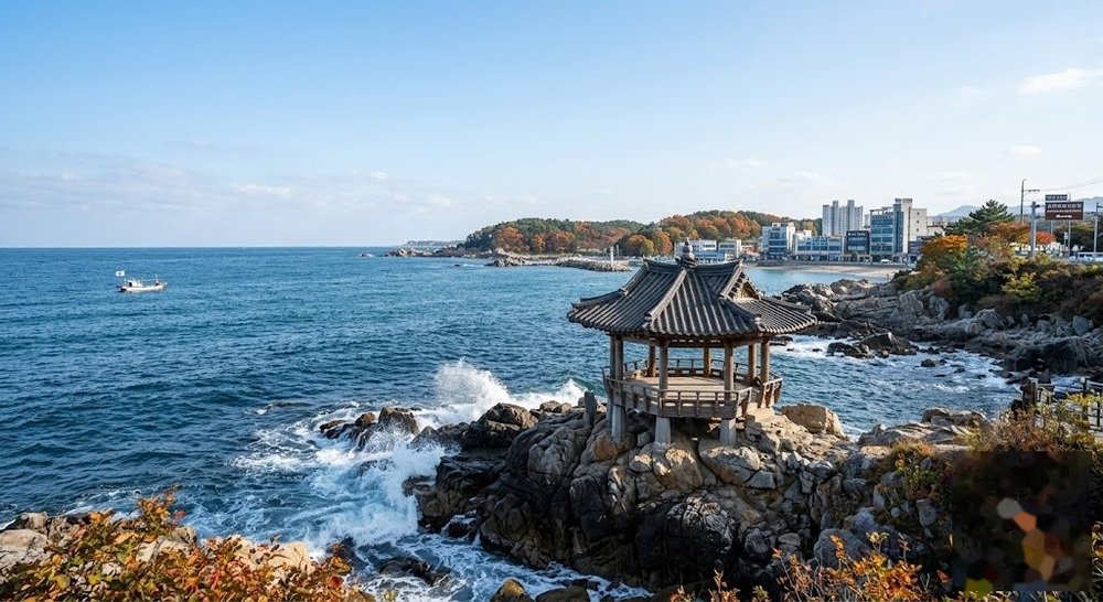 속초 영금정 바위와 동해 풍경