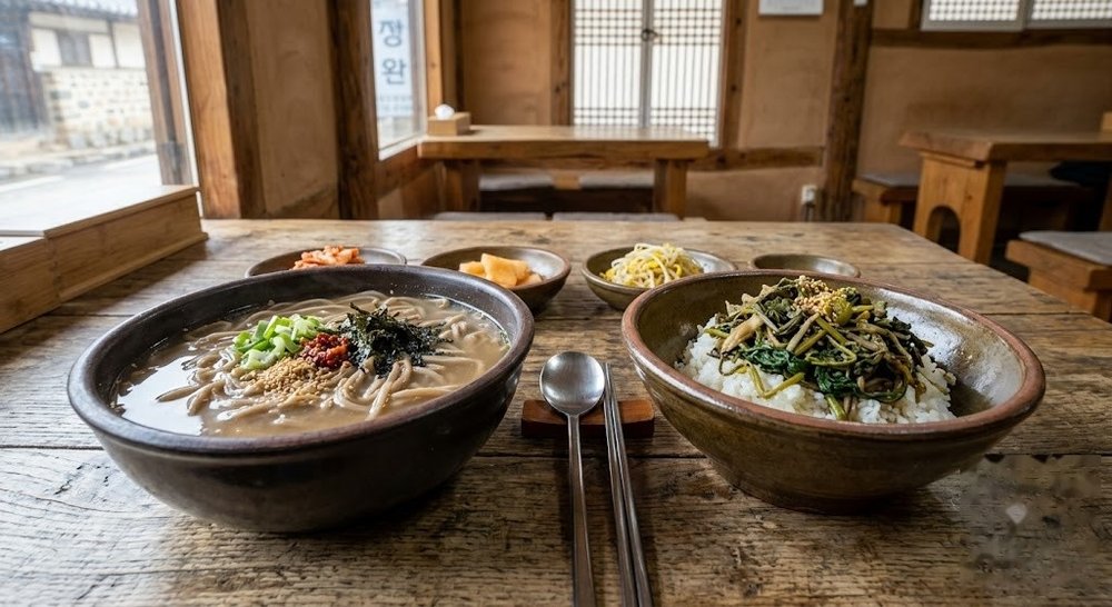 정선 대표 향토 음식 콧등치기국수와 곤드레밥