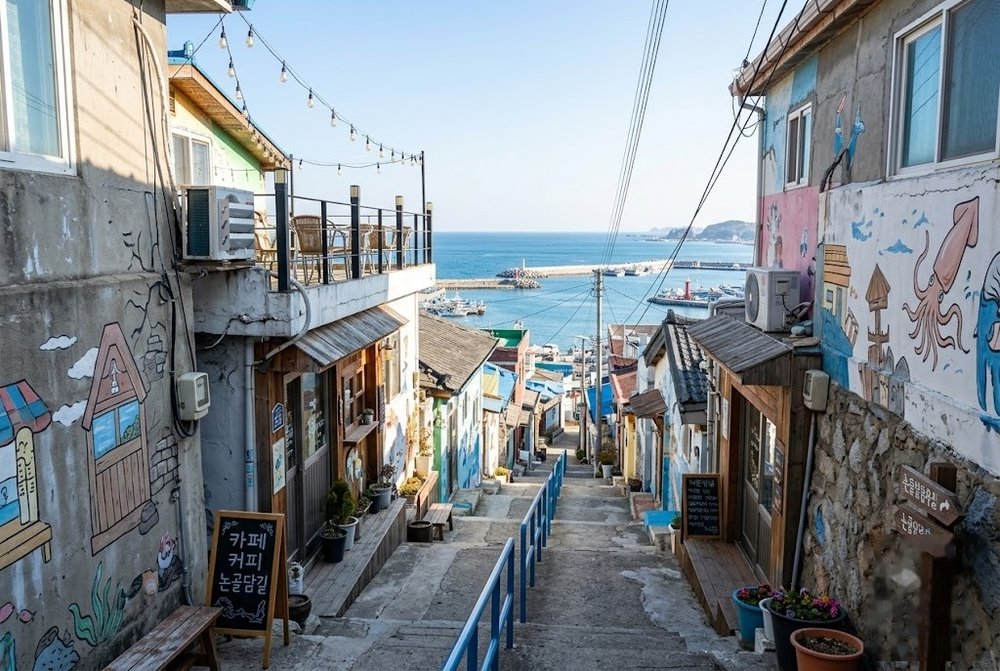 동해 묵호항 논골담길 벽화마을 골목 풍경