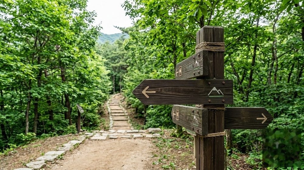 경상북도수목원 등산로와 산책길 표지판
