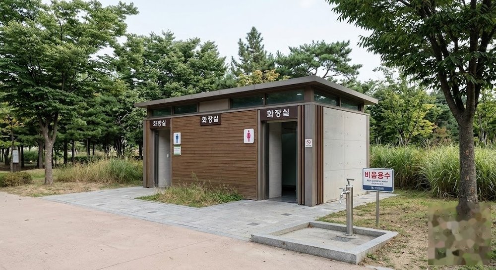 문경 야구장 무료 캠핑장 화장실과 개수대 편의시설