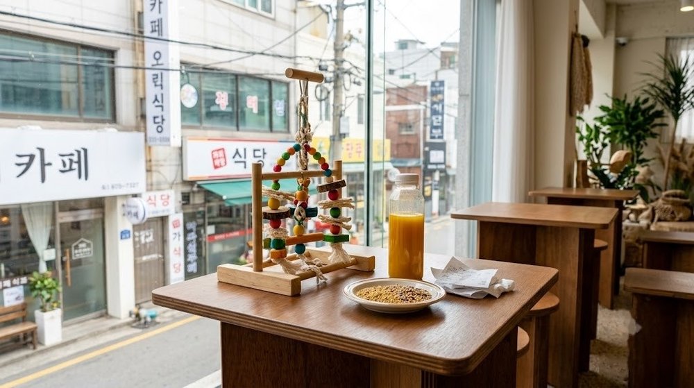 앵무새 모이 체험용 씨앗과 리프패럿 음료 보틀