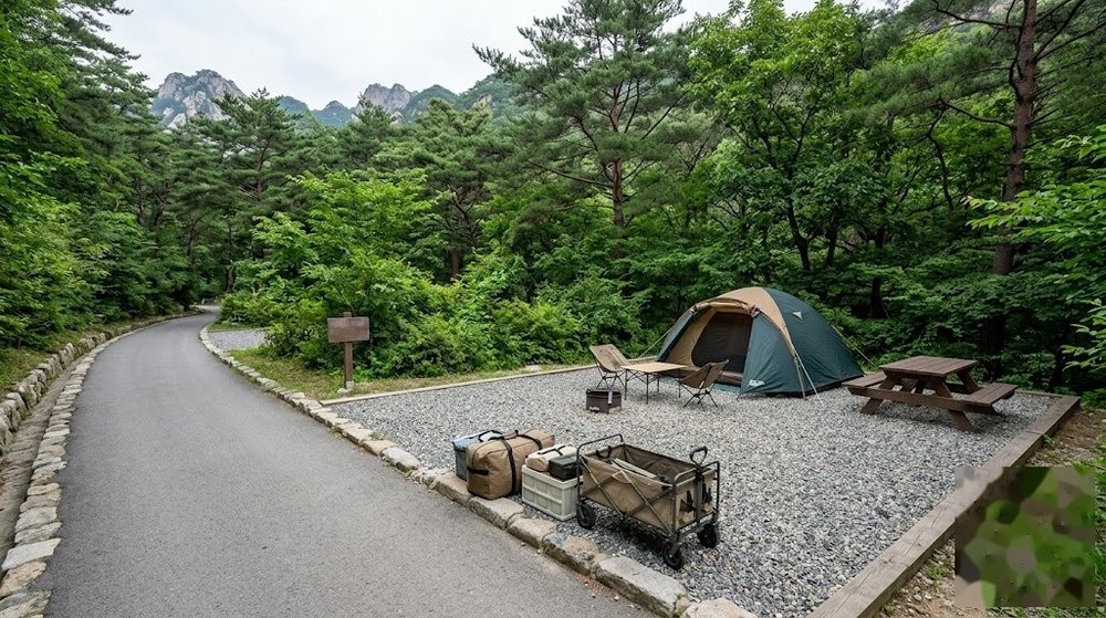 도원야영장 B구역 주차 및 짐 운반 구역