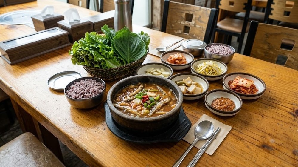 일광해수욕장 맛집 일광바다횟집 멸치쌈밥 한 상