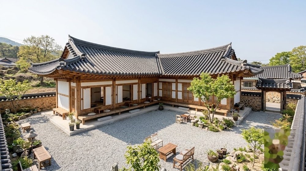 남해 상주은모래비치 근처 고즈넉한 한옥 카페 화소반 전경